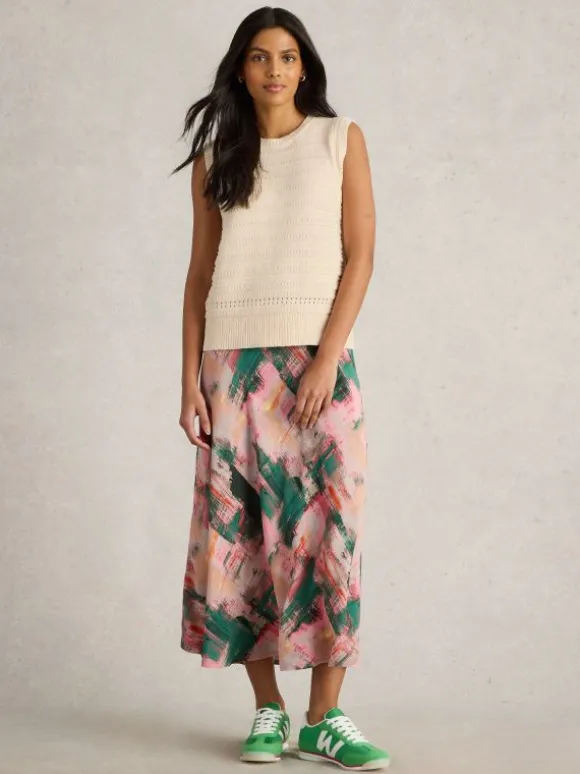 STITCHY COTTON TANK in PALE IVORY