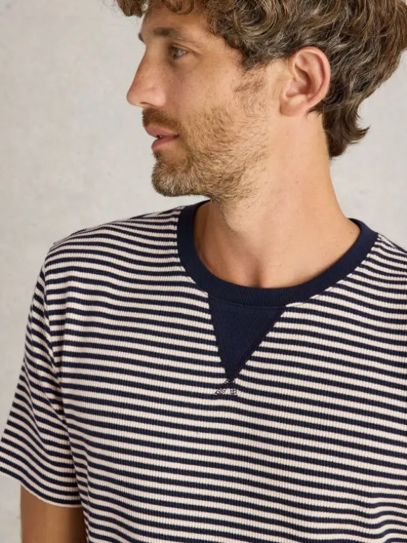 Striped Rib Tee in NAVY MULTI
