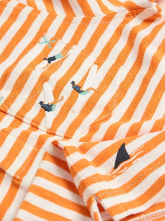 Surfers Stripe SS Polo in MID ORANGE