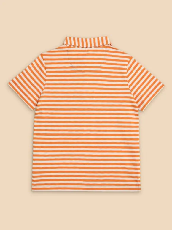 Surfers Stripe SS Polo in MID ORANGE