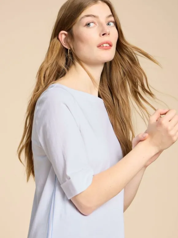 SYDNEY BOAT NECK TEE in BRILLIANT WHITE