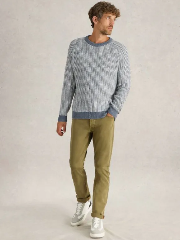 Textured Crew Neck Jumper in BLUE MULTI