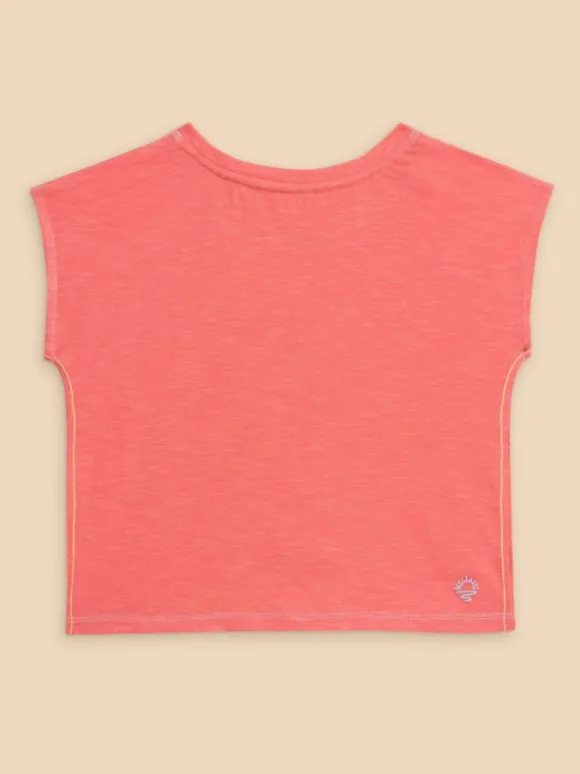 Tie Hem Tee in MID CORAL