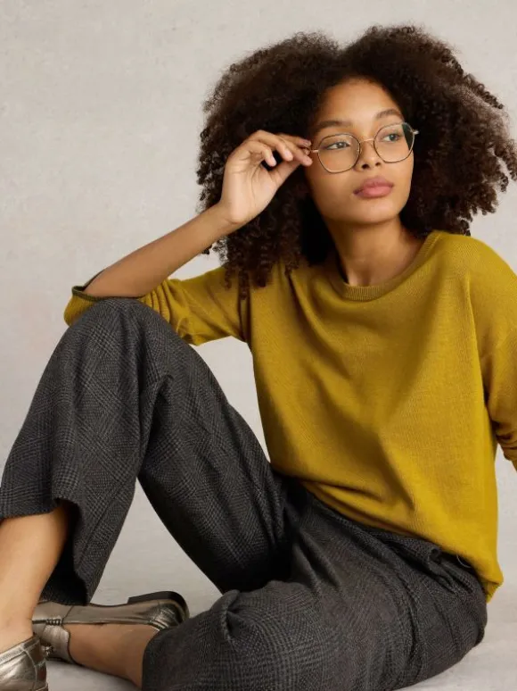 Una Tweedy Wide Leg Trouser in BLACK MULTI