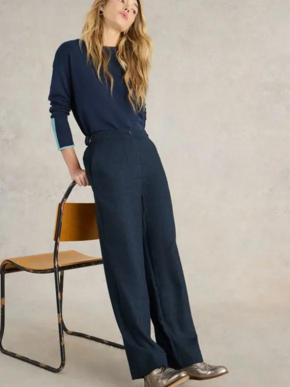 Una Tweedy Wide Leg Trouser in NAVY MULTI